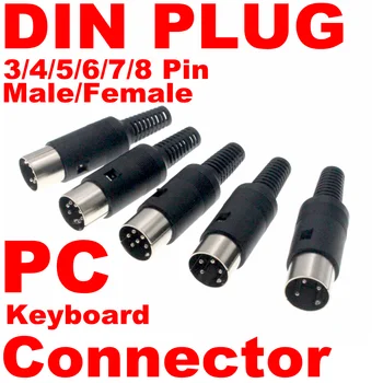 1 kom. Аудиоадаптер DIN 3/4/5/6/7/8-pinski Utikač DIN sa Plastičnom ručkom/Utični Utičnicu, Priključak za montažu na panel kućišta