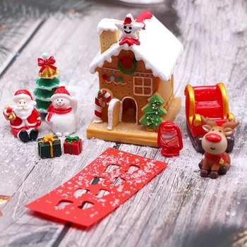 1 set 1:12 Kućica za lutke Minijaturni LED Božićni Dom Los Djed Mraz Snjegović Božićno Drvce Model Dekor Igračka Kuća Lutaka Pribor
