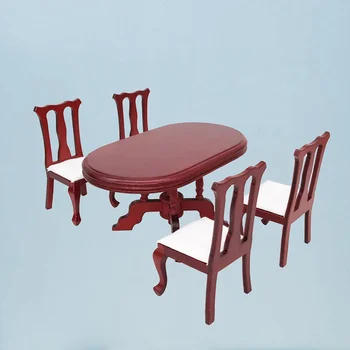 1 Set 1:12 Mini-Kuća, Minijaturni Namještaj, Drveni stol i stolice, Mini-Kuća, Kuhinja dekor, Ukras