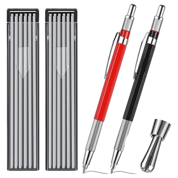 1 set crveno-crne olovke za zavarivanje sa 24 srebrne i prilozima, škare za proizvodnju metala, sa ugrađenom šiljilo vam