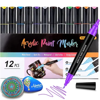 12 Boja Art marker, Akril olovke za crtanje, Akril markeri za crtanje, Olovke s Tankim vrhom, Srednji vrh (0,7 mm-5 mm), Olovka za crtanje na bilo kojoj površini