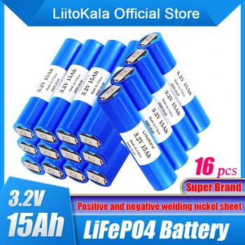 16шт LiitoKala 33140 3,2 v 15Ah lifepo4 litijske baterije 3,2 V Ćelije za diy 12v 48v e-bike e-scooter uređaja baterija baterija baterija baterija baterija