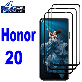 2/4 kom., 2X Učvršćivanje obrada, kaljeno staklo za Huawei Honor 20 20Pro, zaštitna folija za ekran sa crnim rubom