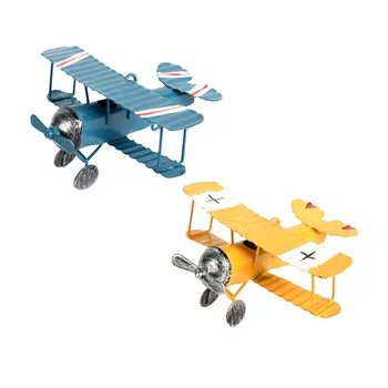 2 kom. i Starinski Iron Metalni avion, model zrakoplova, ručne izrade za rekvizite za fotografije, dječje igračke, Kućni dekor, Ukras radne površine (plava