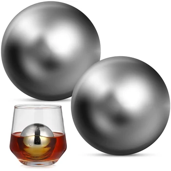 2 komada 55 mm Glatka pića, Vino, Kamenje okruglog oblika Lopte, Kocke leda za viski, Kocke leda od nehrđajućeg čelika