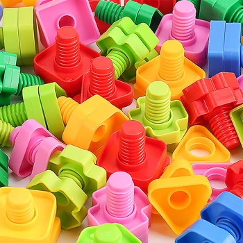 20 kom./10 kompleta vijaka građevinskih blokova - Plastične igračke u obliku vijaka za djecu - Obrazovne velikih modela Montessori
