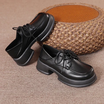 2023 godine, Novi Trendi Cipele-brod na platformi i masivnim petu sa uvezivanje Ženske Svakodnevne Udoban Dizajnerske cipele u stilu punk s okruglim Vrhom, Ženske Cipele Zapatos De Mujer