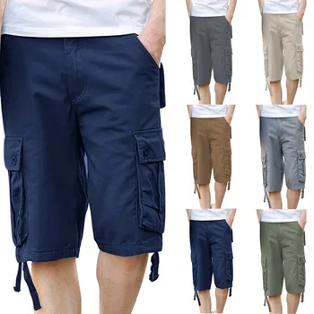 2023 Kratke hlače Muške Bermuda, Pamuk Džep Trendi Kratke hlacice-Teretni Modni Stil Elastične Vojne Muške Ljetne Svakodnevne Kratke hlače Dužine do koljena Vintage