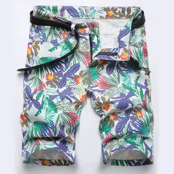 2023 Muška Traper kratke hlače-protežu uz digitalni ispis, Trendy ljeto Gaće s cvijećem tropske biljke 