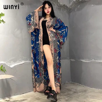 2023 WINYI kimona, ljetne ženske ženske u boho stilu s po cijeloj površini, elegantan kardigan, češka, maxi, odbojka na kupaći kostim, večernjih haljina za zurke