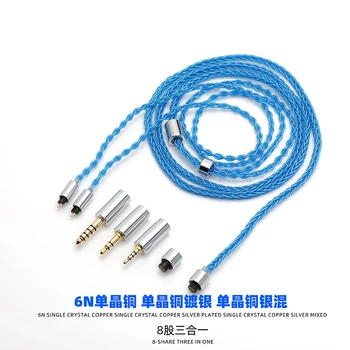 6NOCC монокристаллический посеребренный 8-core kabel 3-u-1 za 4,4 mm 2,5 mm 3,5 mm za nadogradnju slušalice mmcx 0,78 cm монокристаллический bakar