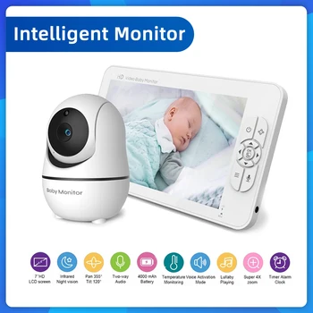 7-inčni baby monitora visoke razlučivosti, bežični kamera sigurnosti u noćnom viđenju, prikaz pokazivača smjera, Kontrola temperature, Uspavanka, dvosmjerni zvuk