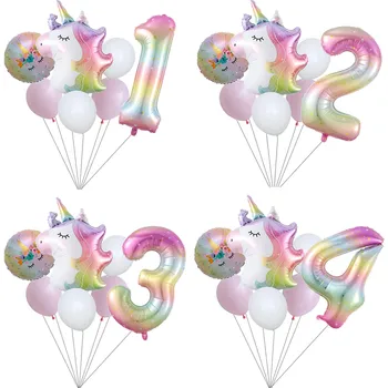 7 kom., tema party s единорогом, 40-inčni balone iz folije s nagibom, balon od folije s единорогом, Rođendana, Dječji tuš, Dekoracija svadbene zurke