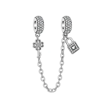 925 srebrni dvorac ljubavi, ključ-djetelina, butik, lanac za sigurnost, pogodan za pandora, original narukvica, perle-шармы, ogrlica, ženski nakit u svojim rukama