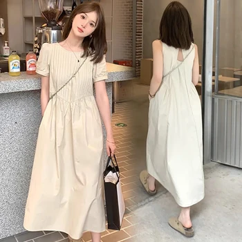 A52025 # Korejski odjeća za medicinske sestre Jednostavno Besplatno Haljina U ženskom stilu Elegantan Stilski Ljetna Haljina za dojenje