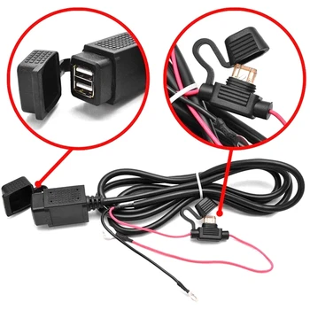 Adapter za punjač na upravljač motocikla 2.1 A, dual USB priključak 12V, vodootporan Za telefon, GPS, MP4