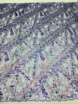 Afrička cvjetne čipke tkanina 2023, Visokokvalitetna mrežaste tkanine U nigerijskom stilu Sa šljokicama, Haljine za vjenčanje stranaka, Francuski vez, Čipka mreže, Slijed
