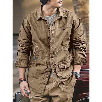 Američka radna jakna u retro stilu, muška proljeće-jesen novi modni branded košulja slobodnog veličine 2023 inča, ulica lovački jakna, muška shire