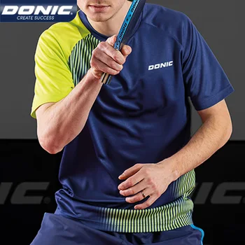Autentična majica za stolni tenis s okruglog izreza DONIC, Muška Ženska prozračna majica za ping-pong kratkih rukava, быстросохнущая sportska majica