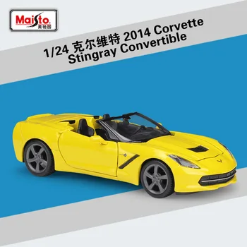 Baci pod pritiskom Maisto u mjerilu 1: 24 2014 Corvette sa mekanim krovom, žuta двухдверная model superautomobila, modela vozila od legure