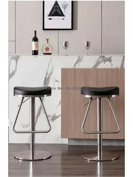 Bar stolica od nehrđajućeg čelika, jednostavan luksuzni bar stolica, lift, kožna bar stolica, blagajnik, moderan, jednostavan rotirajući visoka stolica