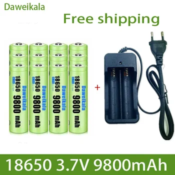 Baterija 18650 Punjiva baterija Kapaciteta 3,7 U 18650 9800 mah, li-ion punjiva baterija za svjetiljke, baterije + punjač