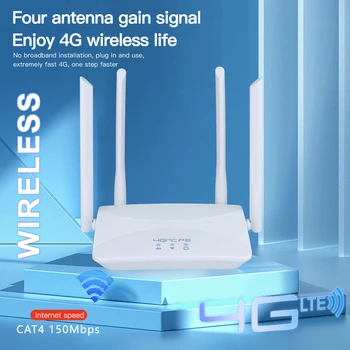 Bežični usmjerivač LTE CPE RJ45, USB sa širokim obuhvatom 150 Mbit/s, pristupna točka 4G-ruter sa utorom za SIM kartice, vanjska antena EU/US Plug