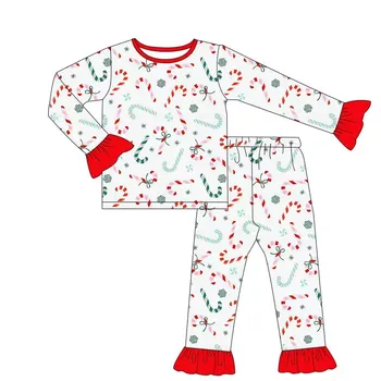 Božićni пижамный kit, пижама za djevojčice, kombinezon s dugim pidžame i dugim rukavima, Slobodna osnovna božićno пижама s po cijeloj površini čokolade