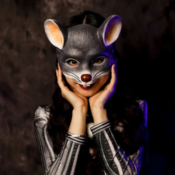 Cosplay, slatka maska miša, Maske životinja na pola lica, Maskenbal, rekvizite za Косплея, Halloween, Maska rat, Rave, Klupska odjeća, Karnevalska maska
