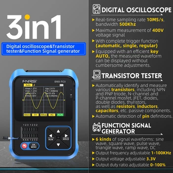 Digitalni Osciloskop FNIRSI ODS-TC3, Ispitivač tranzistora, Funkcionalni Generator signala 3 u 1, Multifunkcijski Tester elektroničkih komponenti