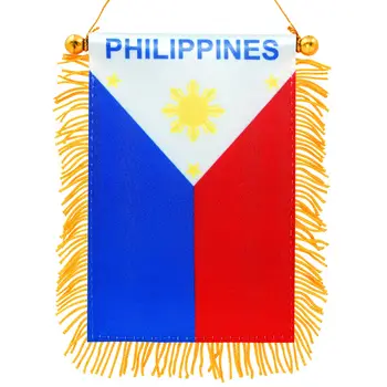 Direktna Isporuka Ukras Prozor Automobila od 100% Poliestera Filipini Vješanje zastave-zastavice