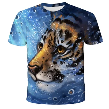 Dječje sjajna 3D t-shirt u stilu Харадзюку s po cijeloj površini Kralj životinja, Lav, Tigar, Vuk, Užarene Galaksije, Majica za djevojčice i dječaka, Dječje moda majica