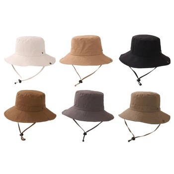Dječji ljetni šeširi u ribarskom stilu za bebe, dječake i djevojčice, plaža kapu sa širokim poljima i remenom QX2D