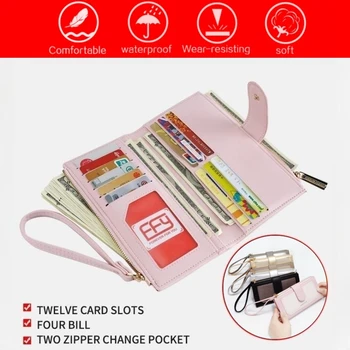 Dugo torbicu s magnetskom kopčom, ženski novčanik zatvarač sa više ureda, univerzalni držač za kartice, torba za putovnice, RFID-zaključavanje