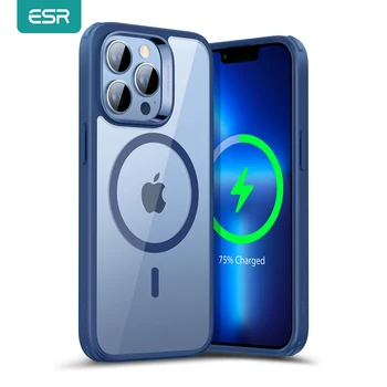 ESR za iPhone 13 Pro Torbica MagSafe za Prozirne bijele presvlake s plavim rubom i HaloLock za iPhone 13 Pro Max Torbica za iPhone 13