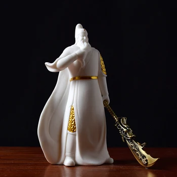 Figuricu Boga Kineske Umjetnosti Bijele Keramičke Guan Gong Artcraft u neo-tradicionalnom kineskom stilu, dodatnu Opremu za uređenje doma