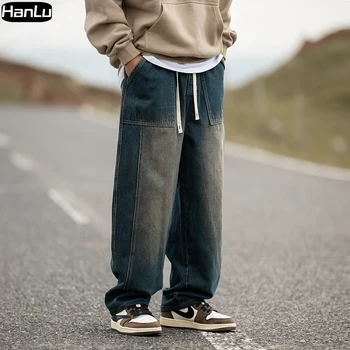 Gospodo jesensko-zimske Nove traperice u stilu hip-hop, Ulični stil, Slobodni traper hlače Y2K Harajuku, ravne hlače za muškarce