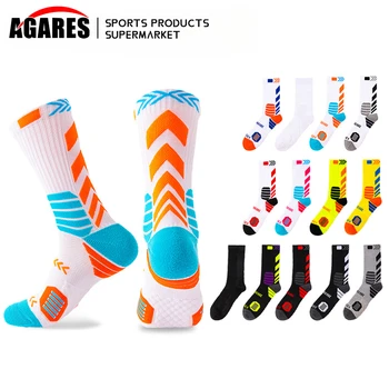 Gospodo Nove Elitne košarkaške čarape s dugom cijevi kontrastne boje, profesionalne sportske čarape s ručnikom, Pamučne čarape za trčanje