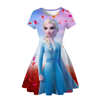 Haljina princeze Эльзы Anne s 3D ispis za djevojčice od 10 do 12 godina, Dječja odjeća, haljine trapeznog oblika