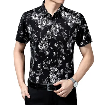 Havajski Stil, Svakodnevne Košulje od 80% Svile, Muške Košulje Kratkih Rukava S obje strane, Kineski Nacionalni Cvijet 2023, Plaža Ljetna Odjeća
