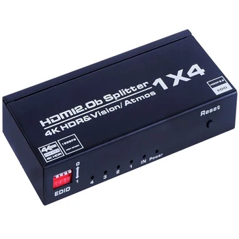 HDMI 2,0 Razdjelnik 1x4 4K @ 60 Hz HDMI Razdjelnik 1 4 izlaz Distributer Podrška za HDCP 2,2 3D HDR Vision/Atmos DC 5v 2A Adapter za Napajanje
