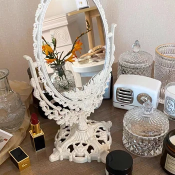 ins style girl heart francuska klasicni desktop dvostrano ogledalo za šminkanje, obrtno ogledalo princeza u domu, Туалетное ogledalo