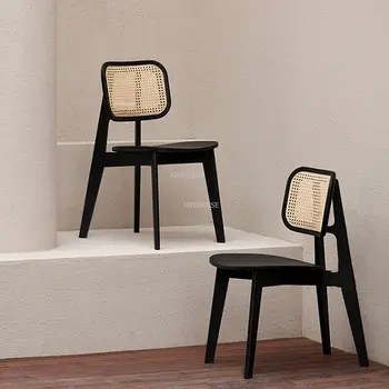 Japanski stolice za dnevni boravak od masivnog drveta, namještaj za kuću, moderni Retro-naslon za leđa, ротанговый kauč za odmor, jednostavan blagovaona stolice