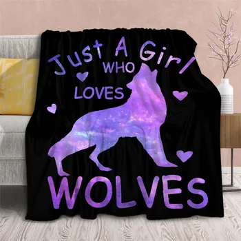 Just Girl Who Voli Wolves Фланелевые Deke Sa moderan 3D ispis, uredski pokrivač za Spavanje, dječji udoban deke, 5 Veličina, Izravna dostava