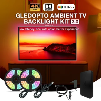 Kit svjetla za иммерсивного tv Gledopto 3.0 Strip Light RGBIC HDMI kompatibilan Skup USKLAĐIVANJE Promjena boje Podrška za ugodan rasvjete 4K 60Hz