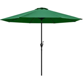 Kišobran za vrt Vineego 9 metara, ravno kišobran za ulice s podesivim nagibom, zelena