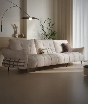Kombinirani kauč od francuske retro-tkanine, dnevni boravak u кремовом stil, dizajn direct broj za tri osobe, visokokvalitetna flanel