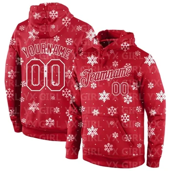 Korisničko tekst i brojke Crveno Crveno-Bijeli Božić Sportski pulover 3D, Majica sa kapuljačom, Božićni poklon