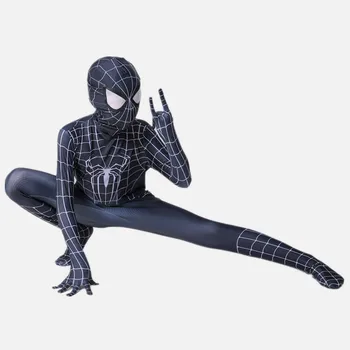 Kostim Čovjeka-pauka za Dječake na Halloween 3D Crna Maska spider-man, Dječji kostim Superheroj od spandex, luksuzno Body, dječji blagdanski dar