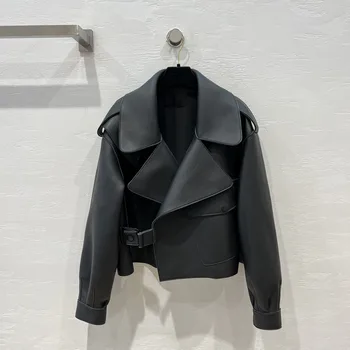 Kožna jakna je trodimenzionalno krojenje, casual moda 2023, jesen, novi stil 0402